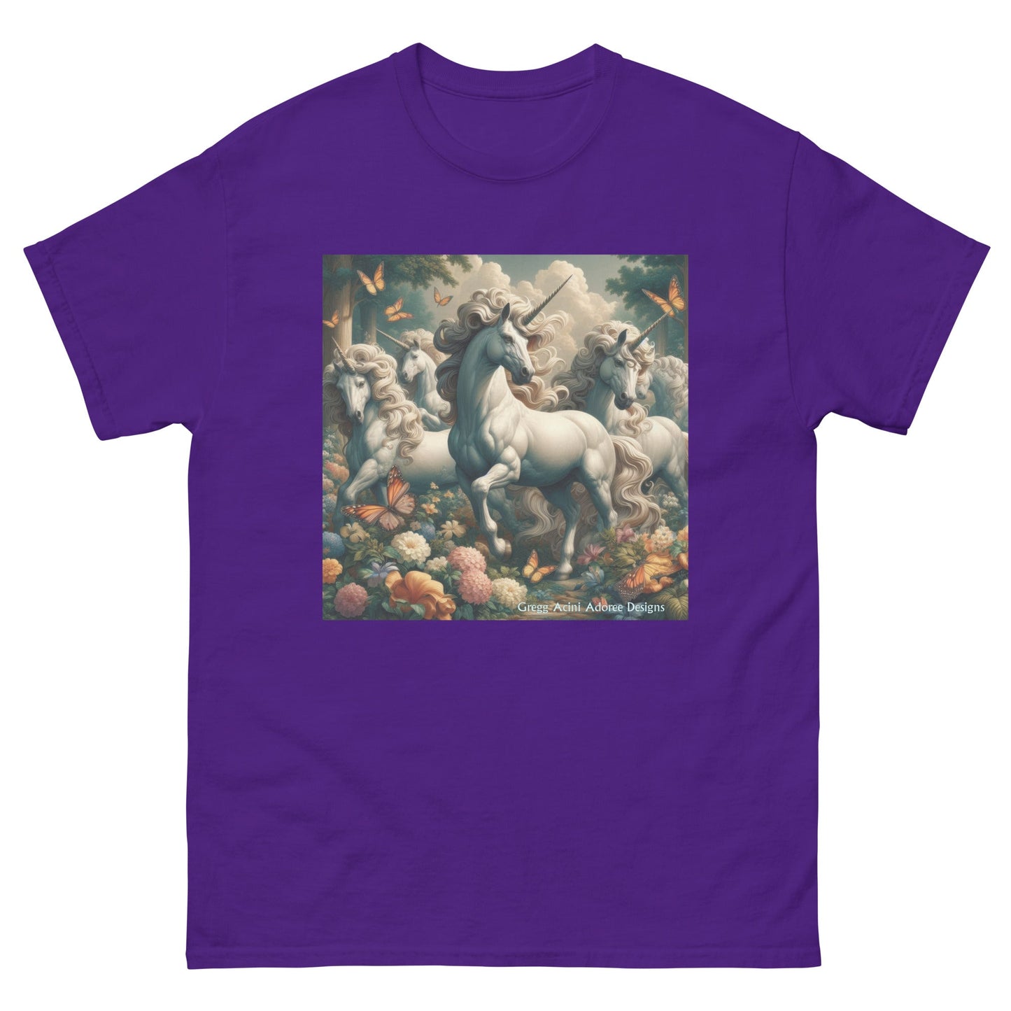 Unicorns and Butterflies Unisex classic tee by Gregg Acini Adoree Designs - Gregg Acini Adoree Designs - Tee Shirt