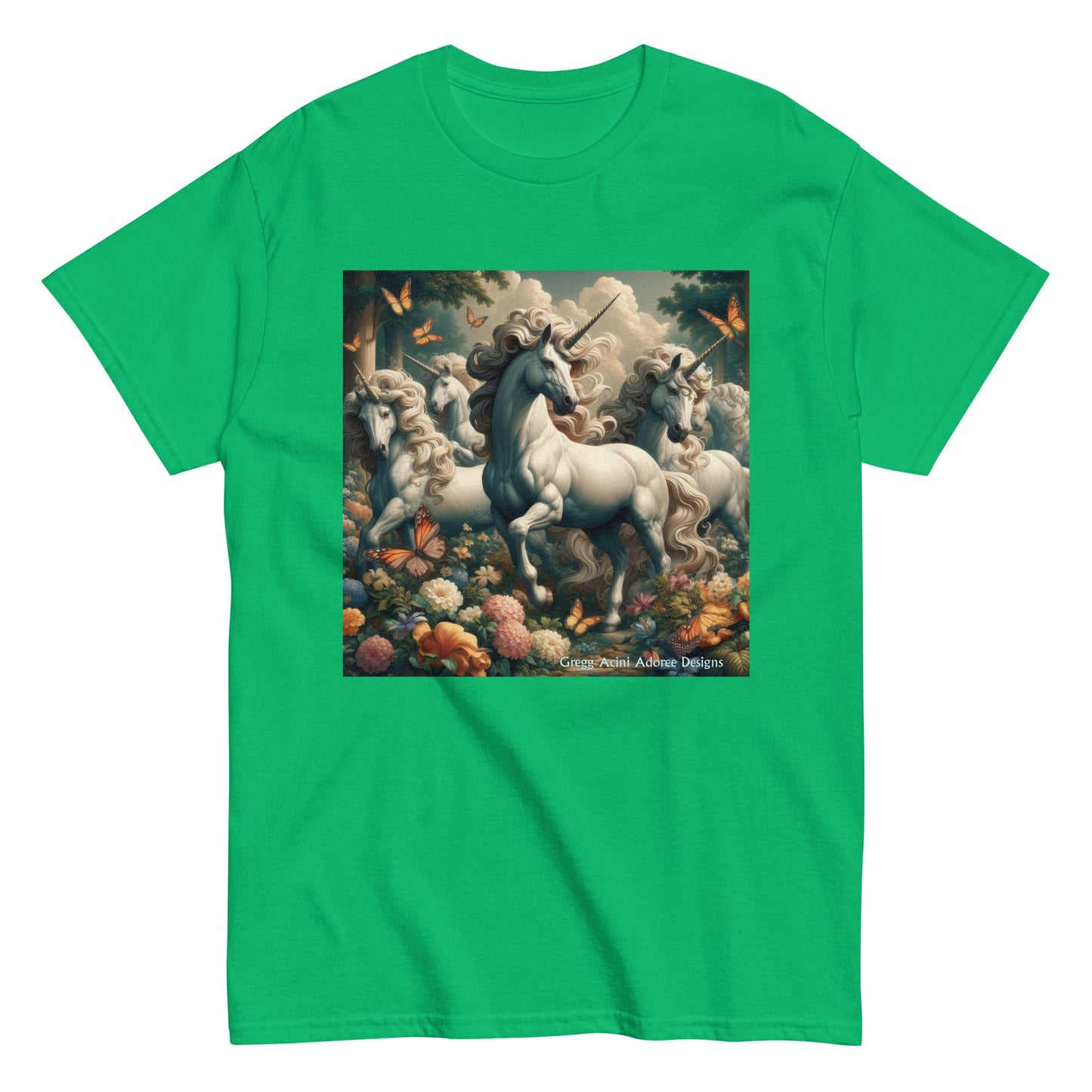 Unicorns and Butterflies Unisex classic tee by Gregg Acini Adoree Designs - Gregg Acini Adoree Designs - Tee Shirt