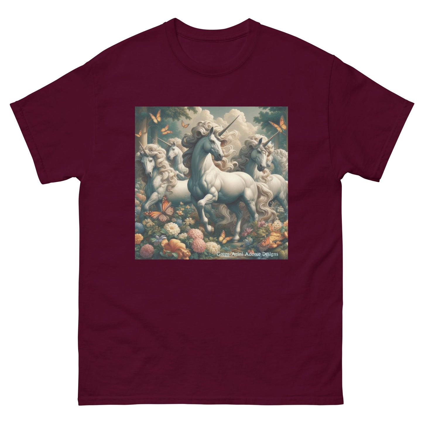 Unicorns and Butterflies Unisex classic tee by Gregg Acini Adoree Designs - Gregg Acini Adoree Designs - Tee Shirt