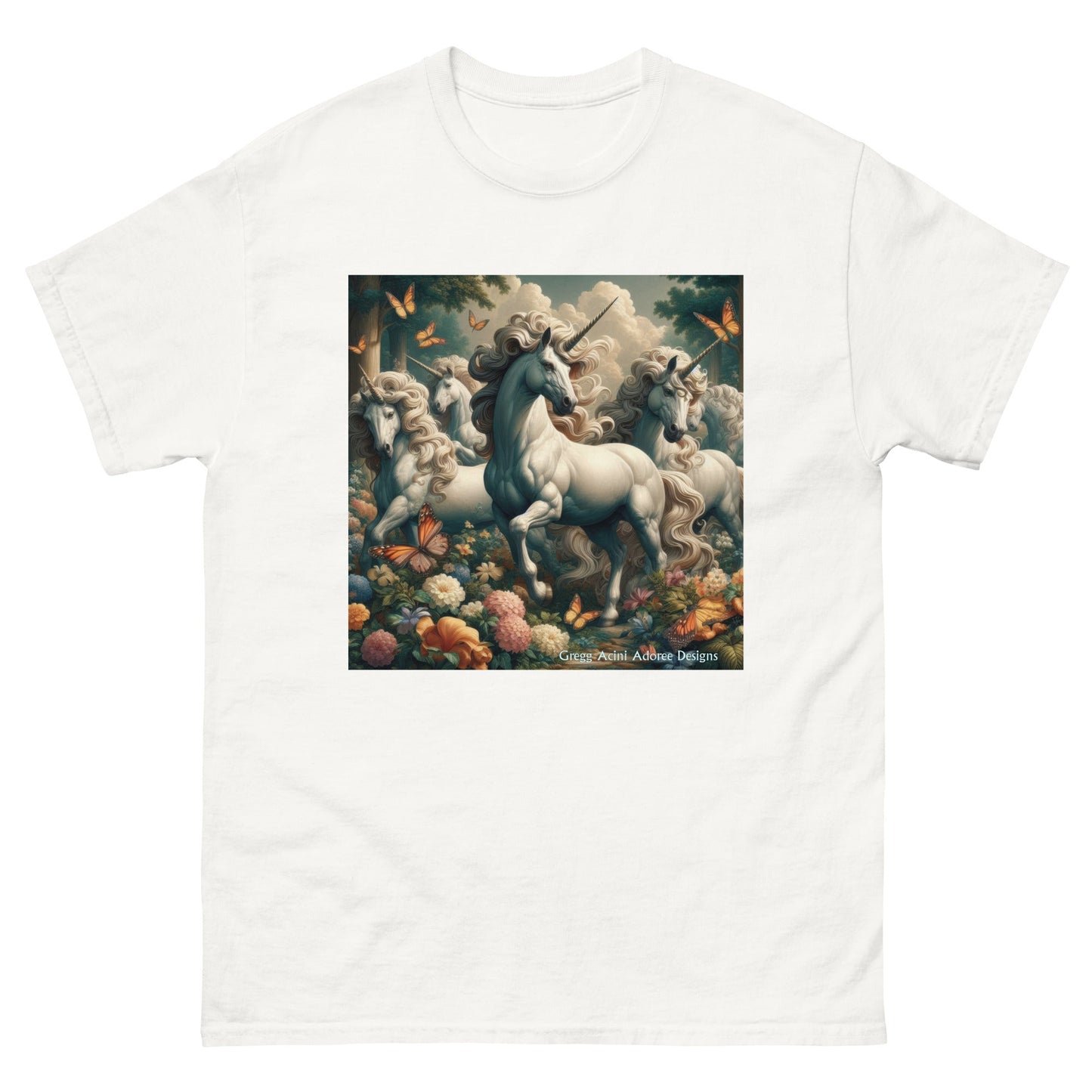 Unicorns and Butterflies Unisex classic tee by Gregg Acini Adoree Designs - Gregg Acini Adoree Designs - Tee Shirt