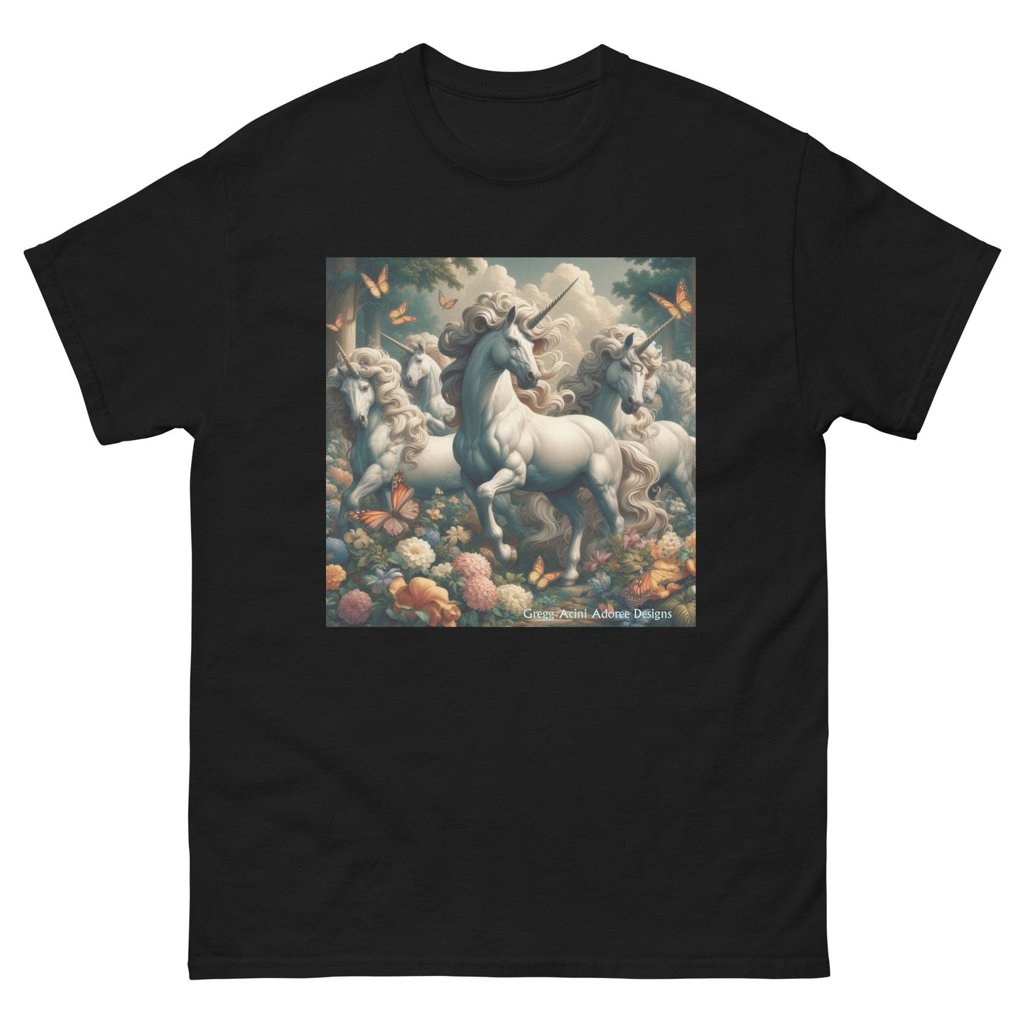 Unicorns and Butterflies Unisex classic tee by Gregg Acini Adoree Designs - Gregg Acini Adoree Designs - Tee Shirt