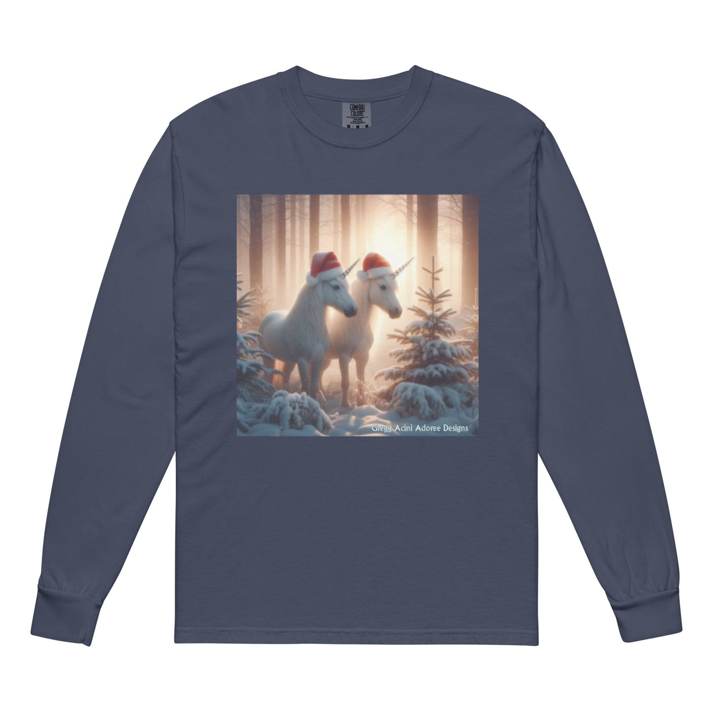 Unicorns in Winter Garment - dyed heavyweight long - sleeve shirt by Gregg Acini Adoree Designs - Gregg Acini Adoree Designs - Sweatshirt