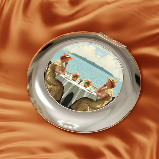 Vintage Travel Mirror with Dahlia by the Lake design by Gregg Acini Adoree Designs - Gregg Acini Adoree Designs - Accessories