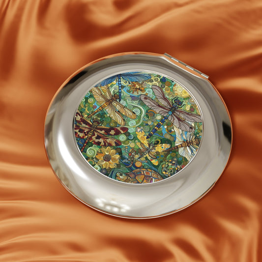 Vintage Travel Mirror with Dragonflies Design by Gregg Acini Adoree Designs - Gregg Acini Adoree Designs - Accessories