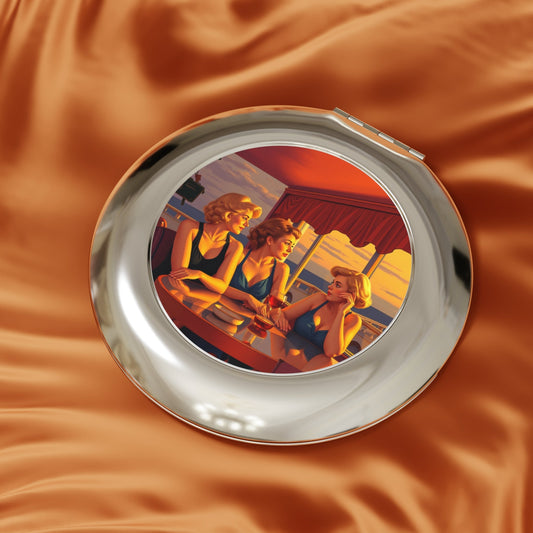 Vintage Travel Mirror with Glamorous Friends Design by Gregg Acini Adoree Designs - Gregg Acini Adoree Designs - Accessories