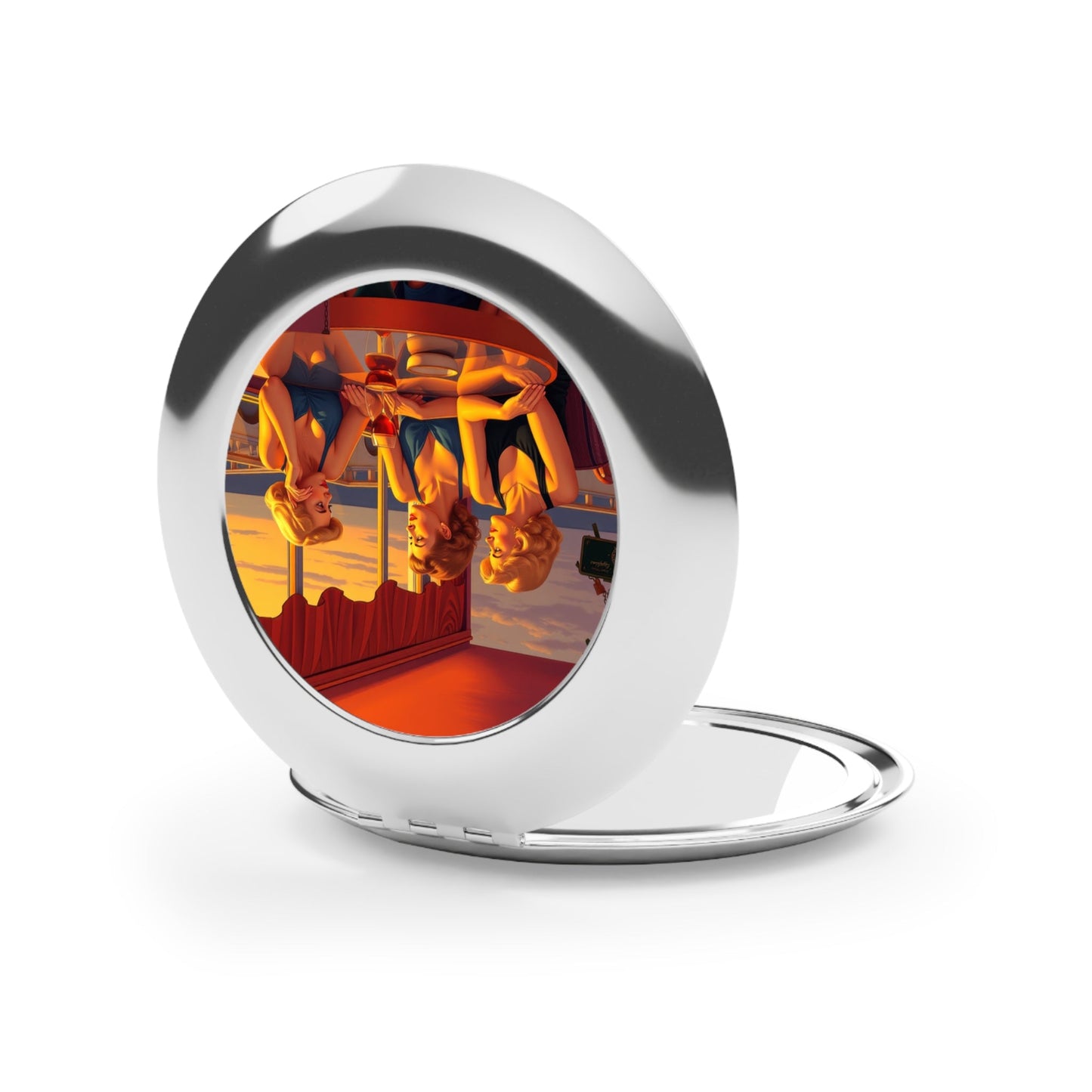 Vintage Travel Mirror with Glamorous Friends Design by Gregg Acini Adoree Designs - Gregg Acini Adoree Designs - Accessories