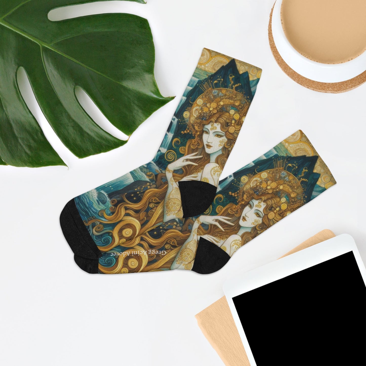 Water Nymphs Eco - Friendly Art Socks - Artistic Recycled Poly Socks - Gregg Acini Adoree Designs - All Over Prints