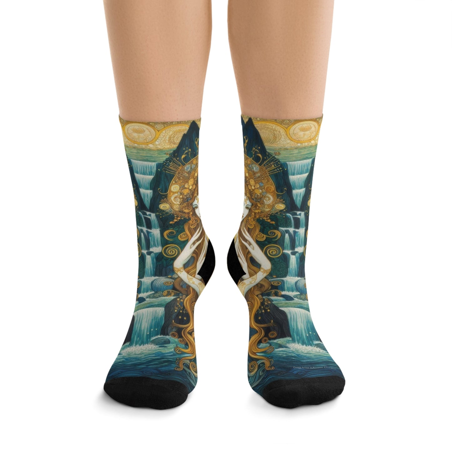 Water Nymphs Eco - Friendly Art Socks - Artistic Recycled Poly Socks - Gregg Acini Adoree Designs - All Over Prints