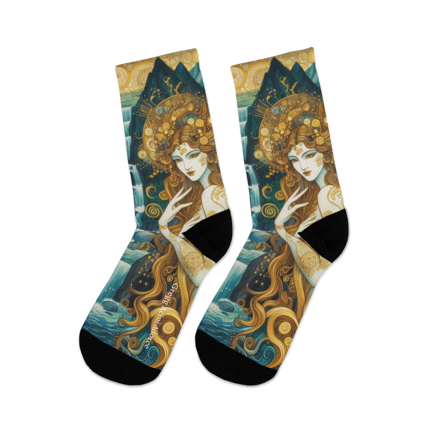 Water Nymphs Eco - Friendly Art Socks - Artistic Recycled Poly Socks - Gregg Acini Adoree Designs - All Over Prints
