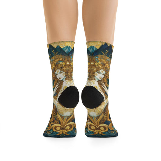Water Nymphs Eco - Friendly Art Socks - Artistic Recycled Poly Socks - Gregg Acini Adoree Designs - All Over Prints