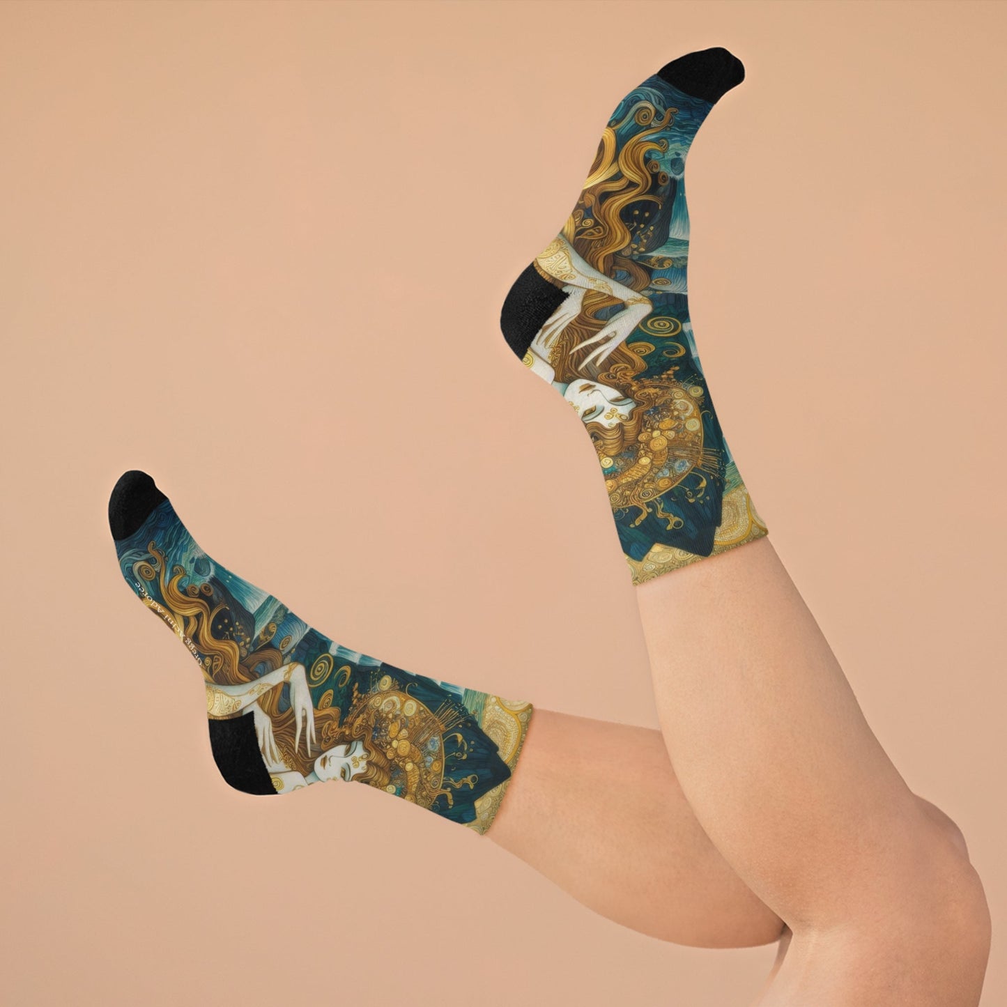 Water Nymphs Eco - Friendly Art Socks - Artistic Recycled Poly Socks - Gregg Acini Adoree Designs - All Over Prints