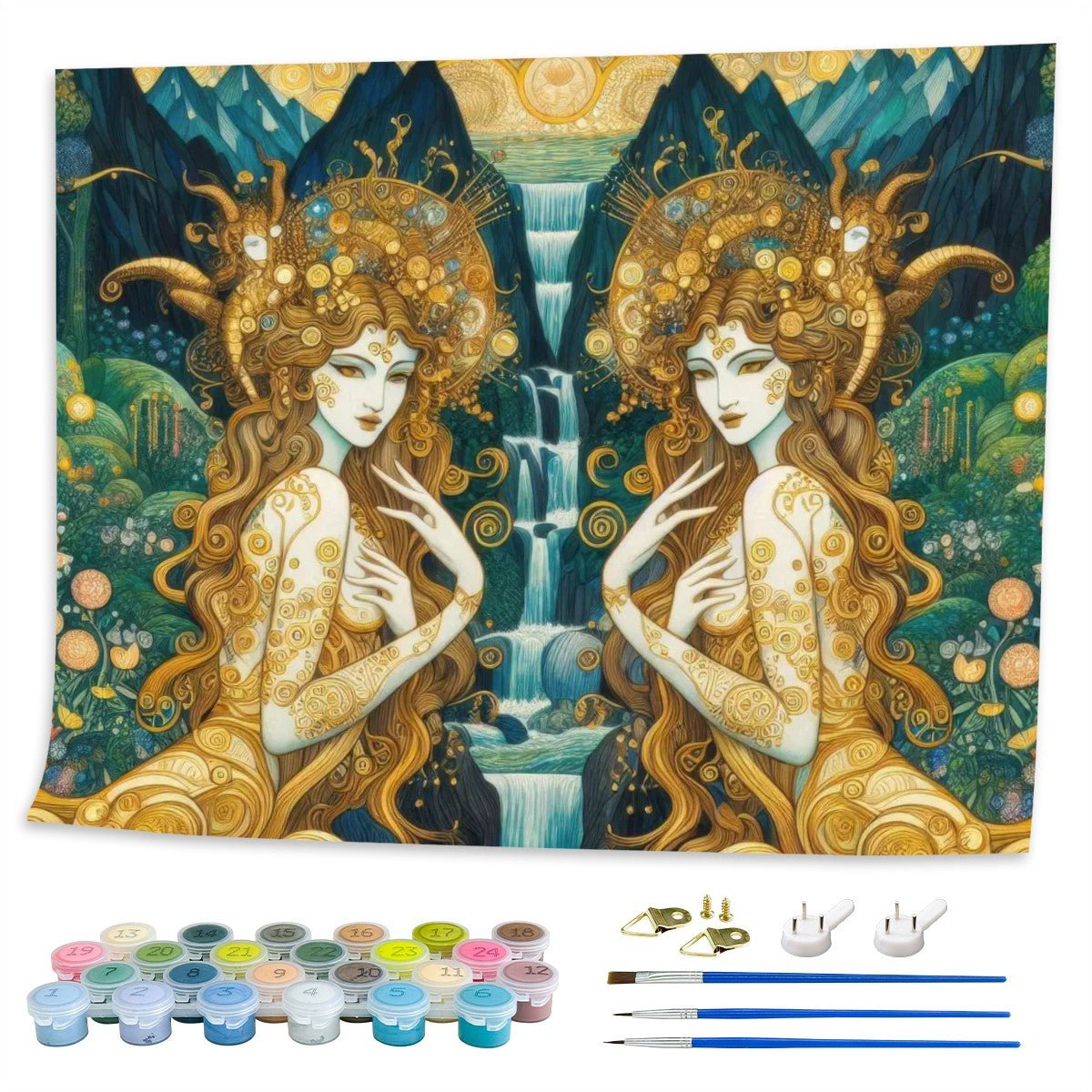 Water Nymphs Frameless Paint by Numbers Kit for Adults (Horizontal) - Gregg Acini Adoree Designs - Paint by Numbers