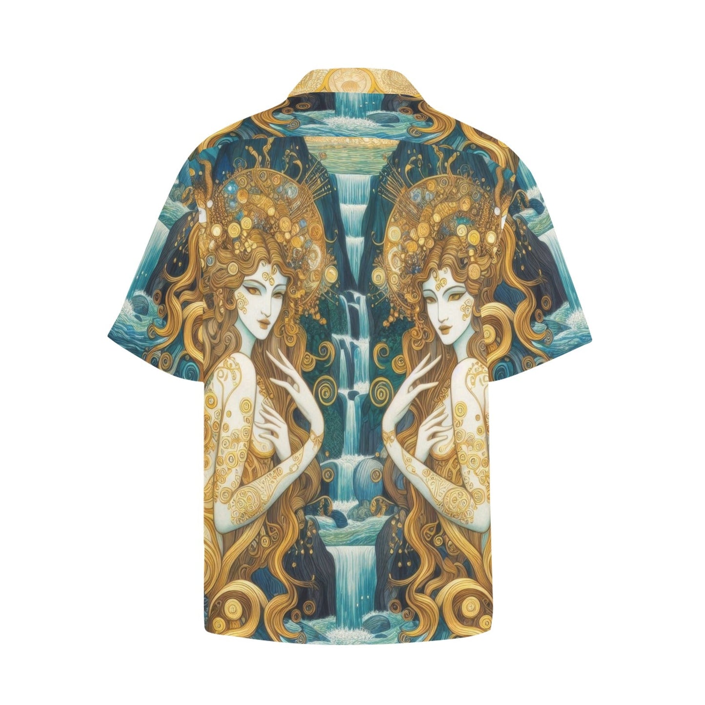 Water Nymphs Hawaiian Shirt with Chest Pocket & Merged Design - Gregg Acini Adoree Designs - Button Down Shirt