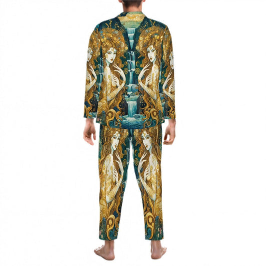 Water Nymphs Long Sleeved Pajamas for Men Set - Gregg Acini Adoree Designs - Men's Pajamas