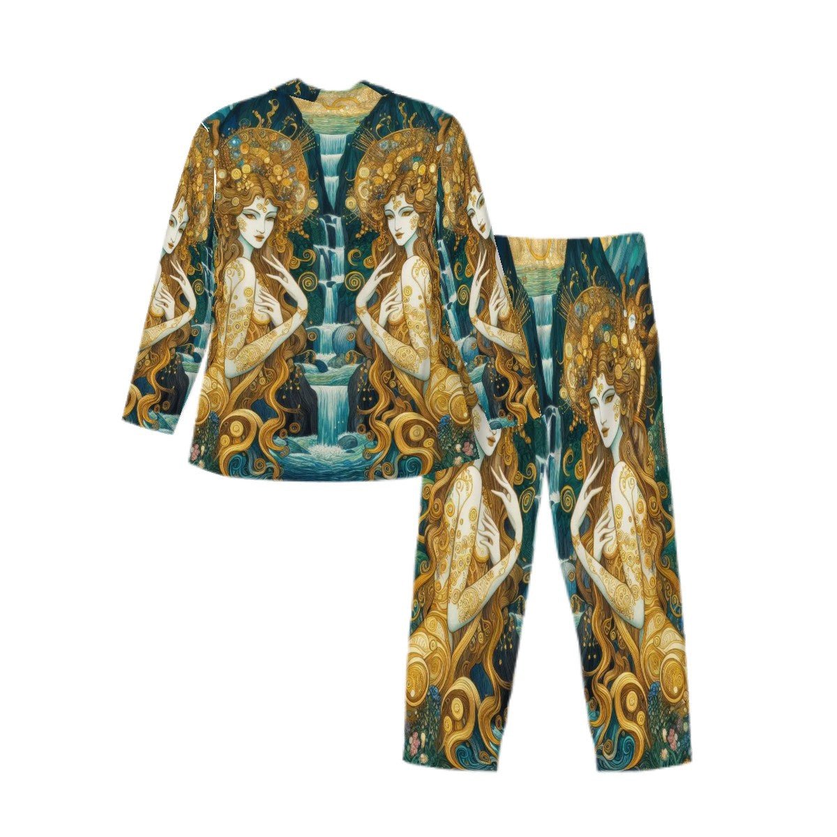 Water Nymphs Long Sleeved Pajamas for Men Set - Gregg Acini Adoree Designs - Men's Pajamas
