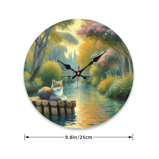 Wooden Round Wall Clock 9.8"x9.8" (Made in USA) - Gregg Acini Adoree Designs - Wall Clock