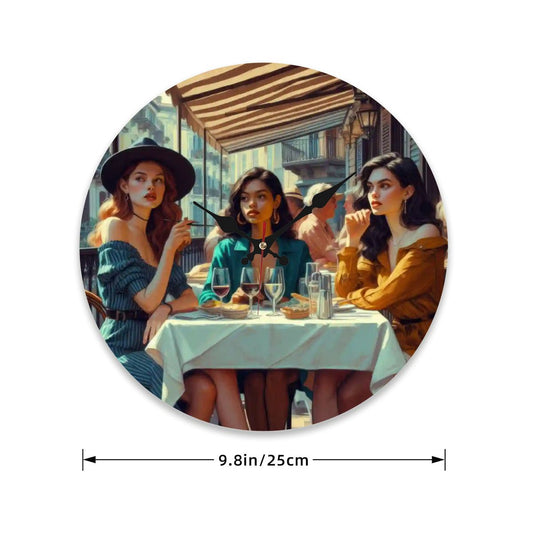 Wooden Round Wall Clock 9.8"x9.8" (Made in USA) - Gregg Acini Adoree Designs - Wall Clock