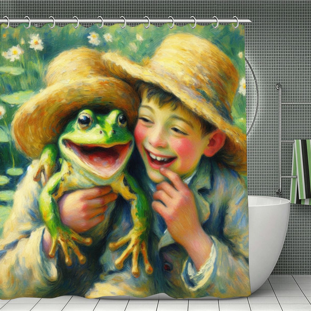 A Frog and his Boy Shower Curtain 70.8"x70.8" (Made in USA)