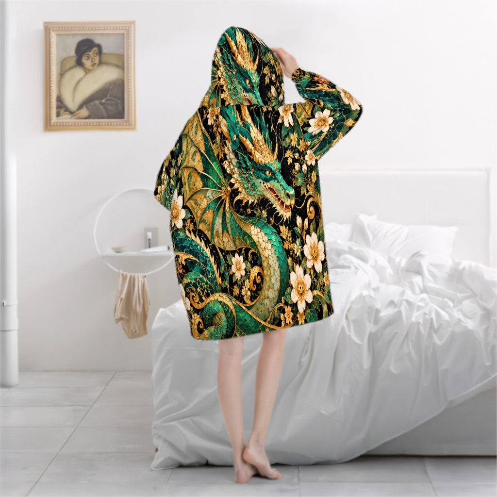 Gilded Jade Dragon Blanket Hoodie