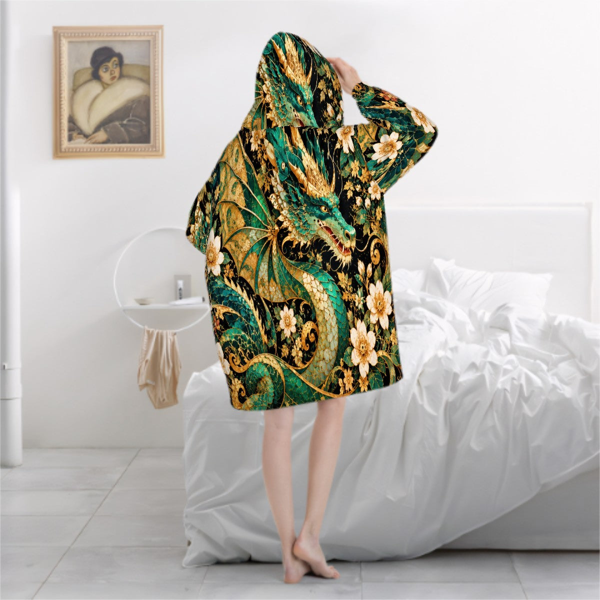 Gilded Jade Dragon Blanket Hoodie