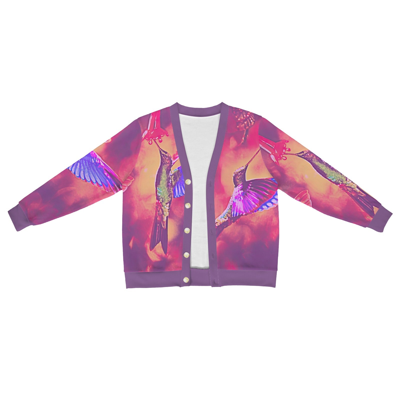 Shrine Hummingbird Men's Ribbed Cardigan (Model H73)