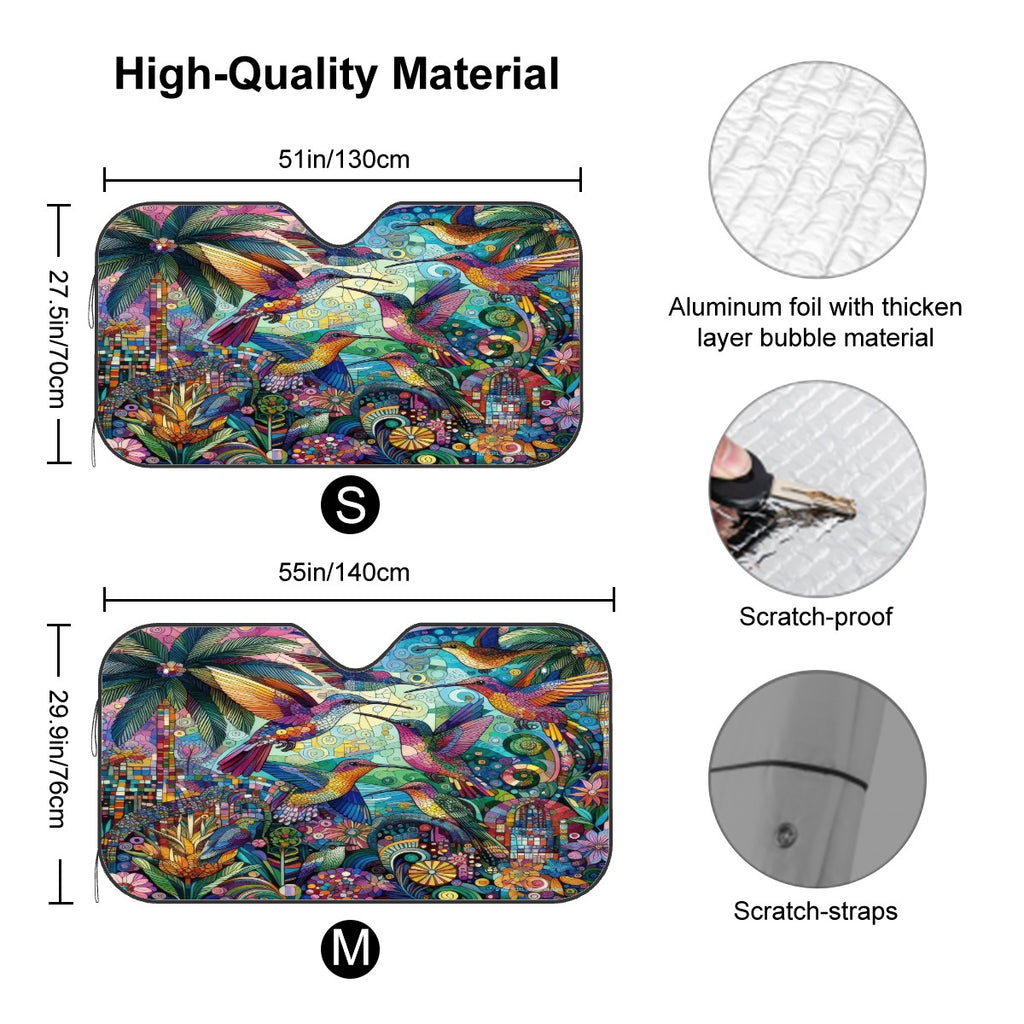 Hummingbird Kaleidoscope Car Windshield Sun Shade (Stiff Version)