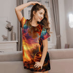 Loose Short-Sleeve Nightgown (Multiple Designs Set 1 - First image shows selected design)