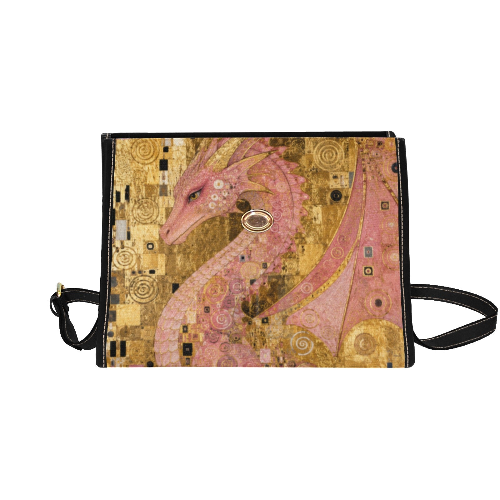 Pink Dragon Satchel Waterproof Canvas Bag