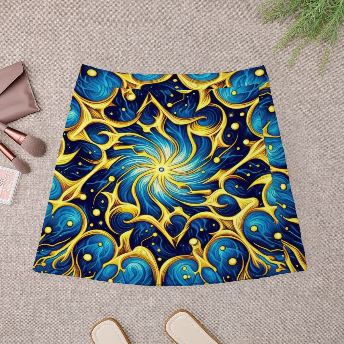 Galactic Yellow and Blue Mini Skirt | Galaxy Wearable Art