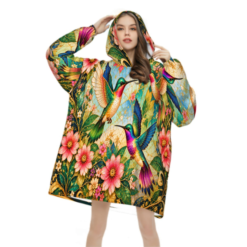 Garden of Gilded Wings Blanket Hoodie