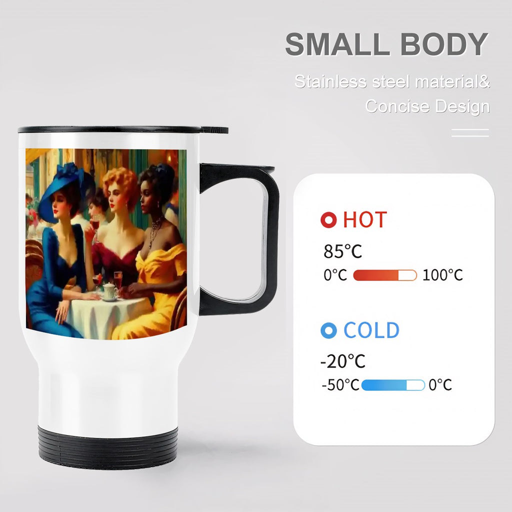 Travel Coffee Mug with Handle (14oz) Made in USA - Multiple Designs