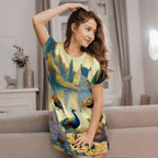 Loose Short-Sleeve Nightgown (Multiple Designs Set 1 - First image shows selected design)