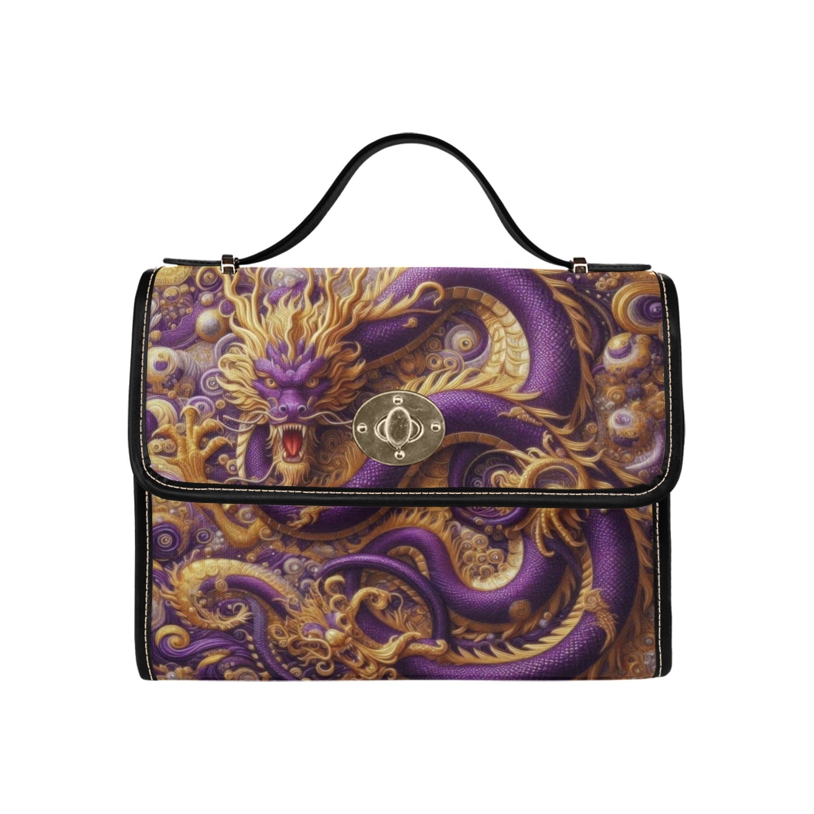 Purple Dragon Satchel Waterproof Canvas Bag