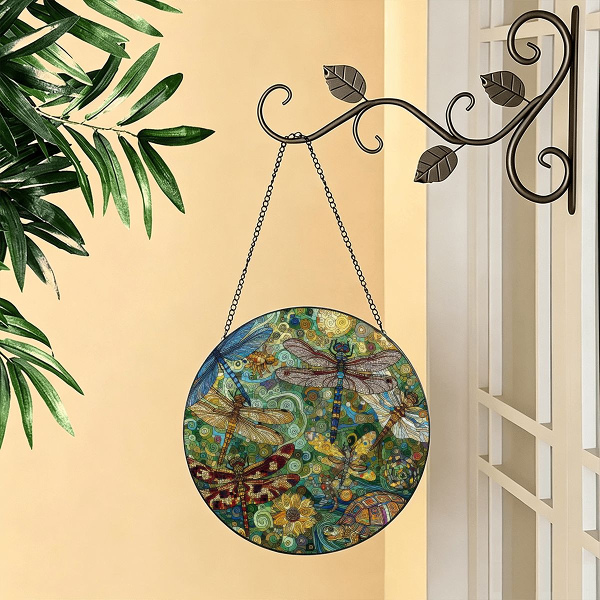 Dragonflies Stained Glass Effect Suncatcher Window Hanging (Made in USA)
