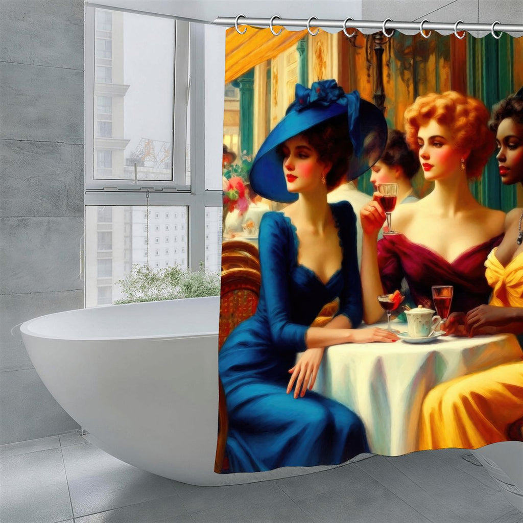 Ladies who Lunch Shower Curtain | Belle Époque Dining Art
