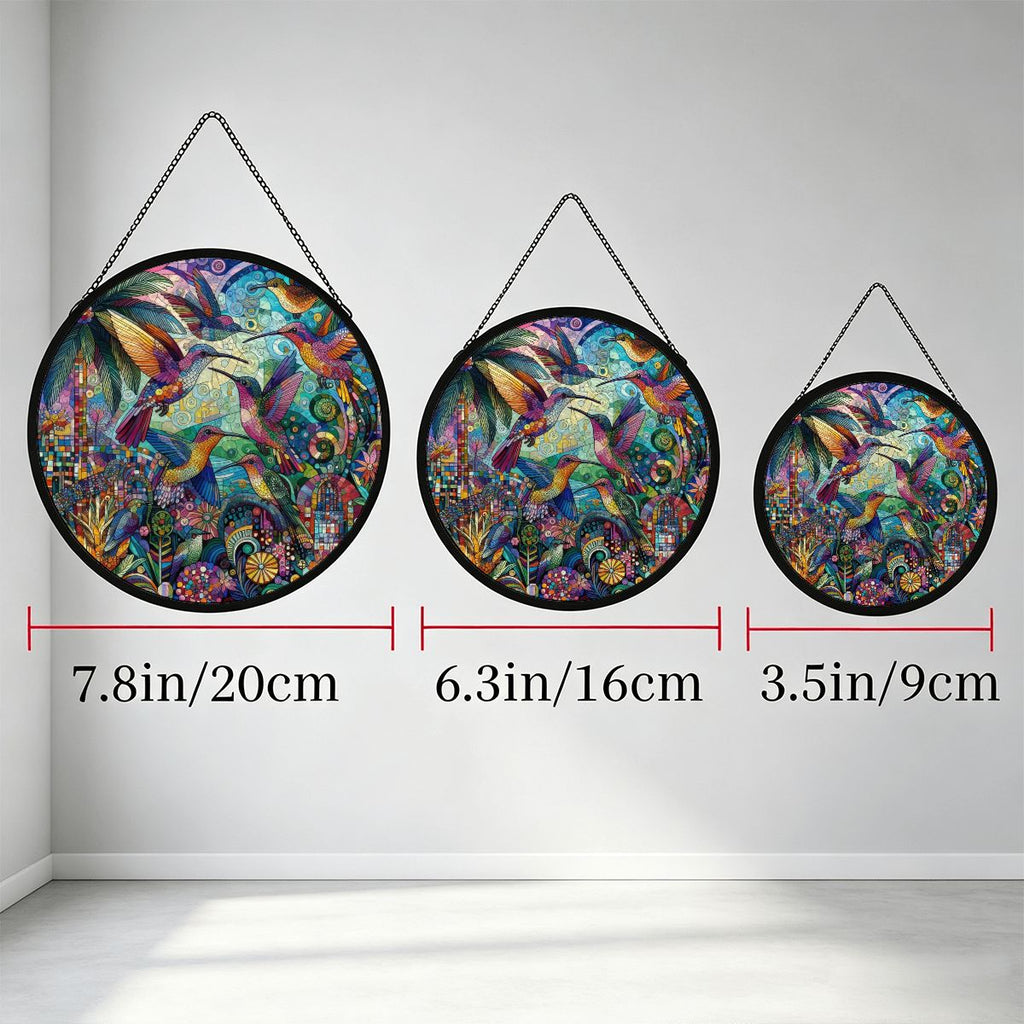 Hummingbird Kaleidoscope Stained Glass Effect Suncatcher Window Hanging (Made in USA)