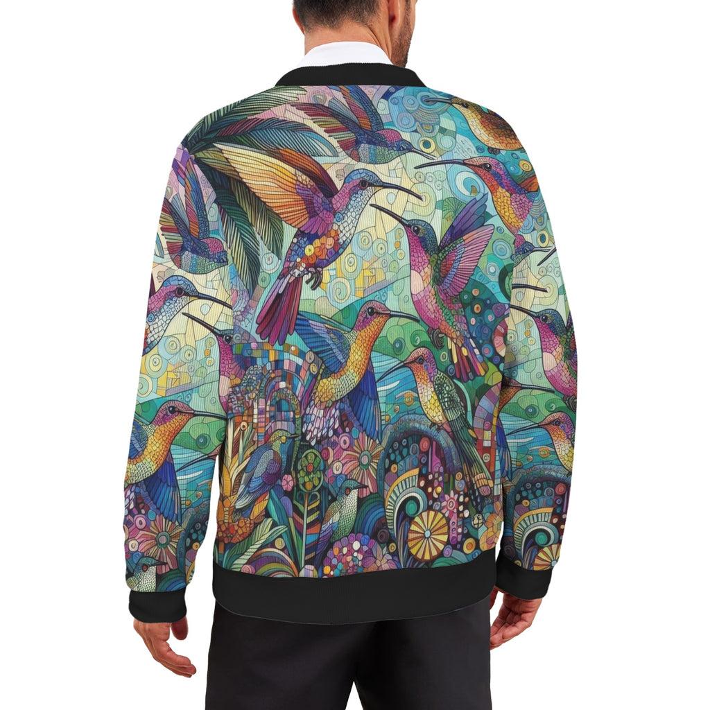 Hummingbird Kaleidoscope Men's Ribbed Cardigan