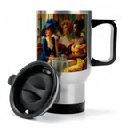 Travel Coffee Mug with Handle (14oz) Made in USA - Multiple Designs