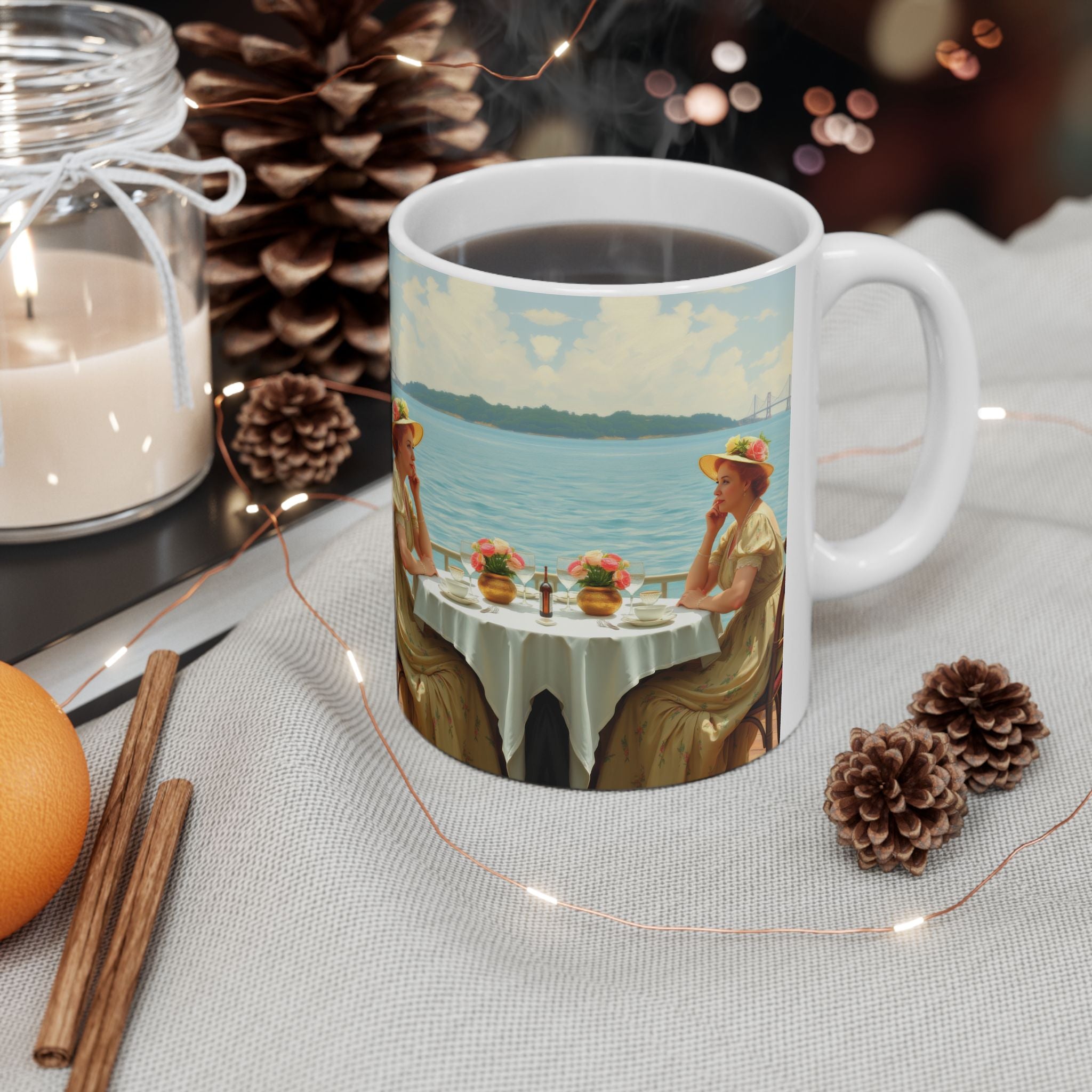Dahlia by the Lake Ceramic Mug by Gregg Acini Adoree Designs