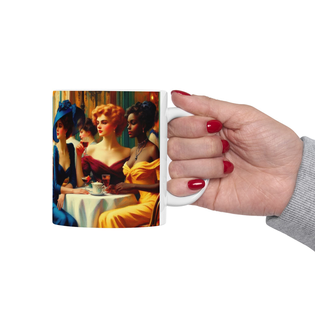 Ladies Who Lunch Ceramic Mug — Elegant Retro Portrait Coffee Cup (11oz, 15oz)