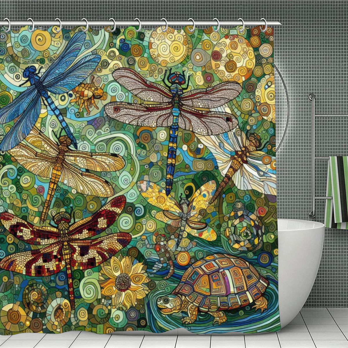 Dragonflies Shower Curtain 70.8"x70.8" (Made in USA)