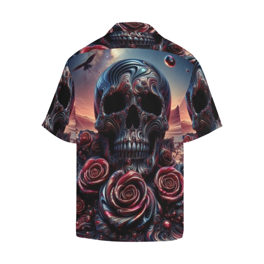 Skull and Roses Hawaiian Shirt without pocket