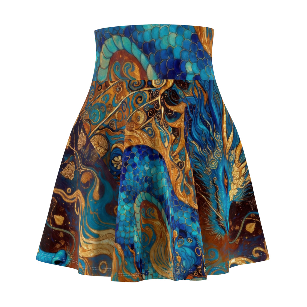 Blue Gold Dragon Skater Skirt | Fantasy Wearable Art