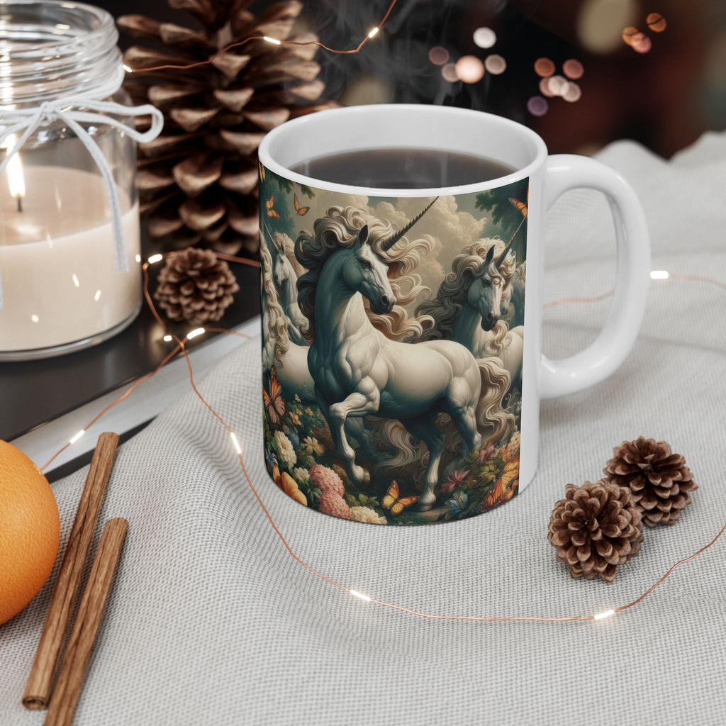 Unicorns and Butterflies Ceramic Mug by Gregg Acini Adoree Designs