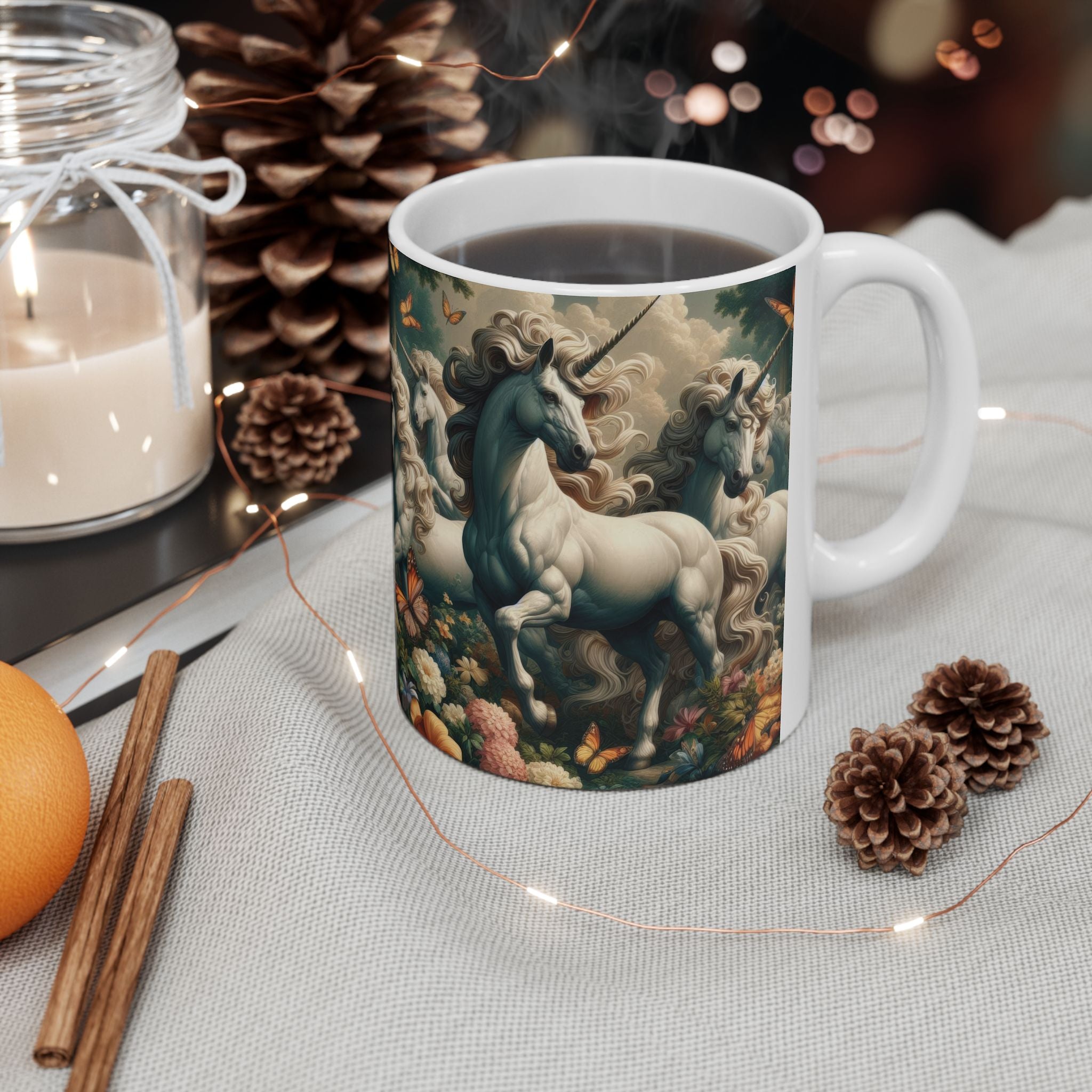 Unicorns and Butterflies Ceramic Mug by Gregg Acini Adoree Designs