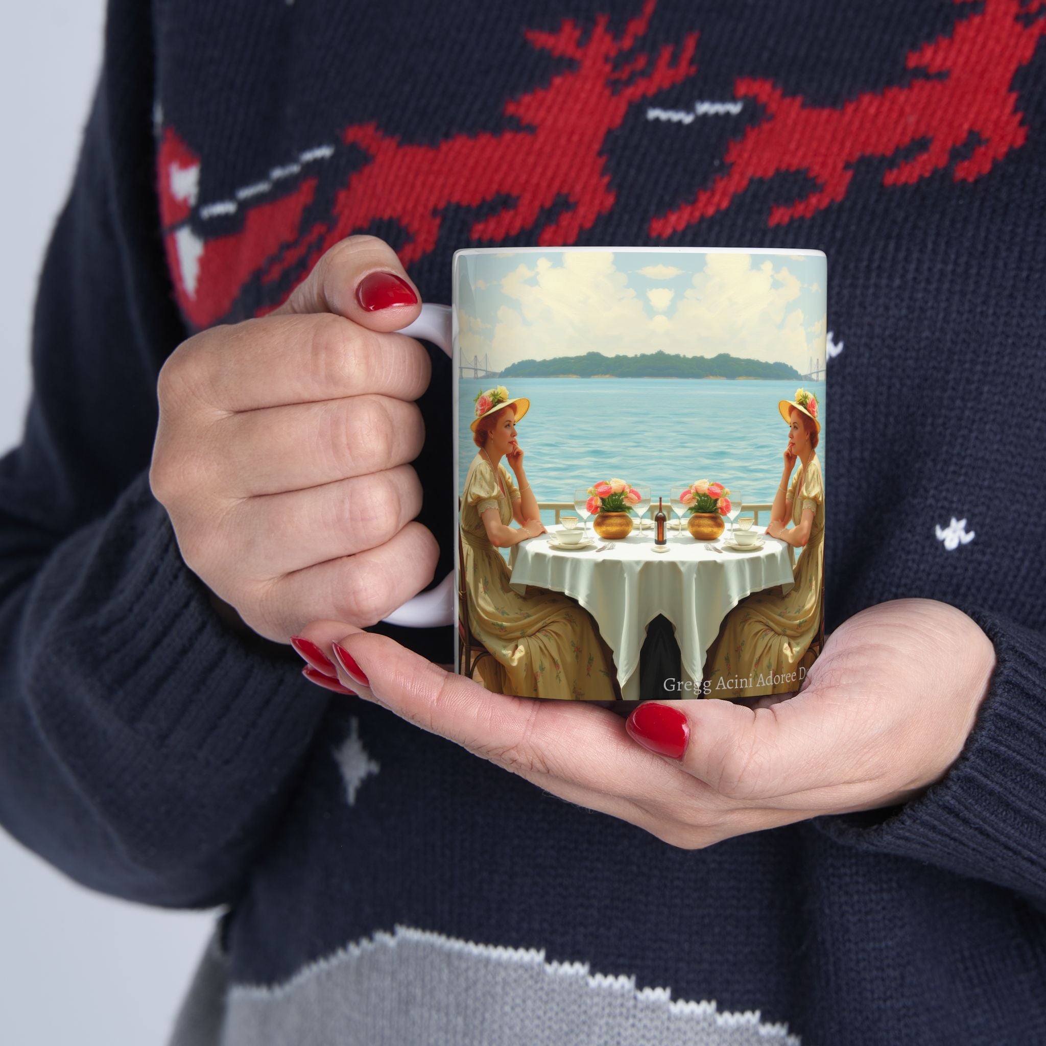 Dahlia by the Lake Ceramic Mug by Gregg Acini Adoree Designs