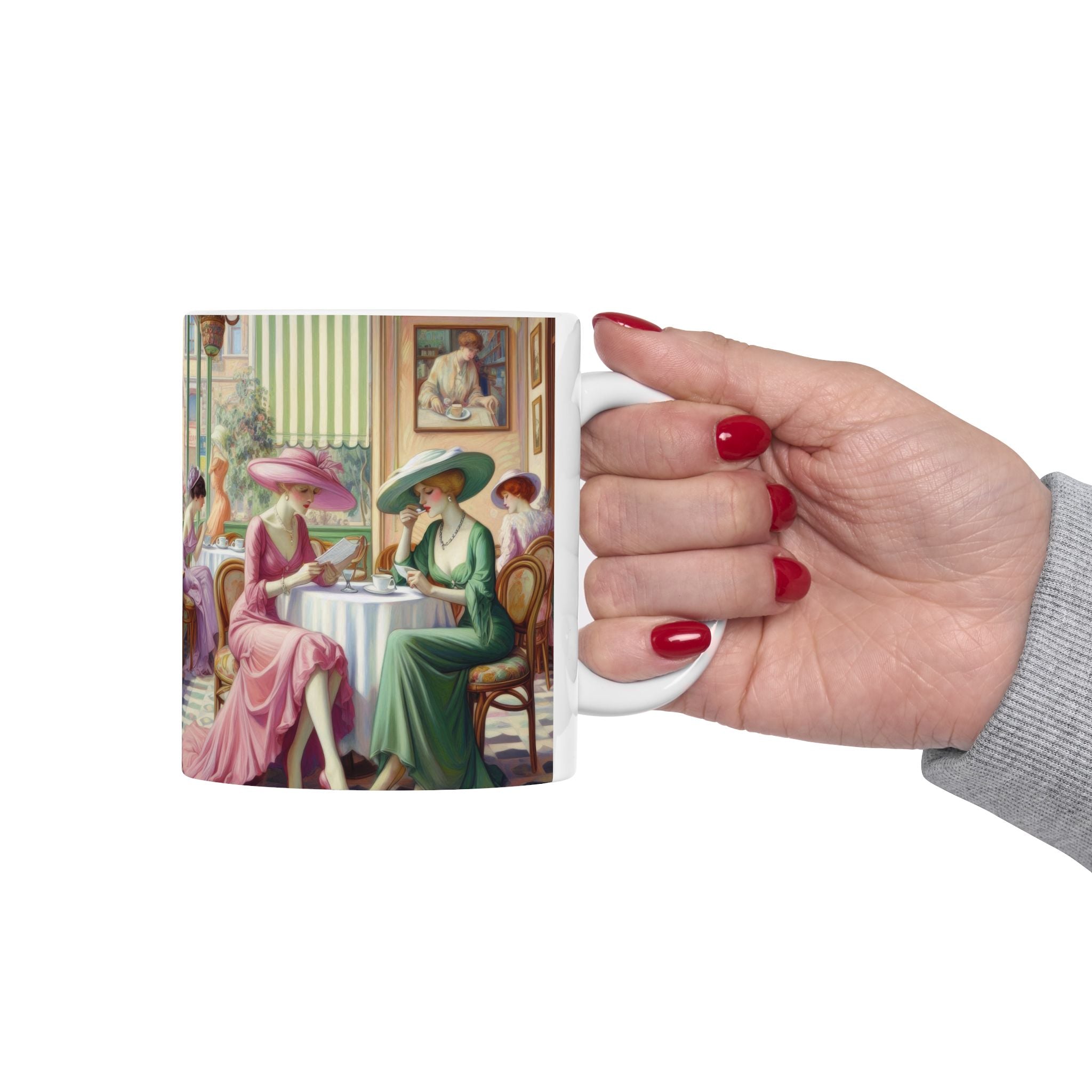 Kiffe Cafe Ceramic Mug — Elegant Retro Portrait Coffee Cup (11oz, 15oz)