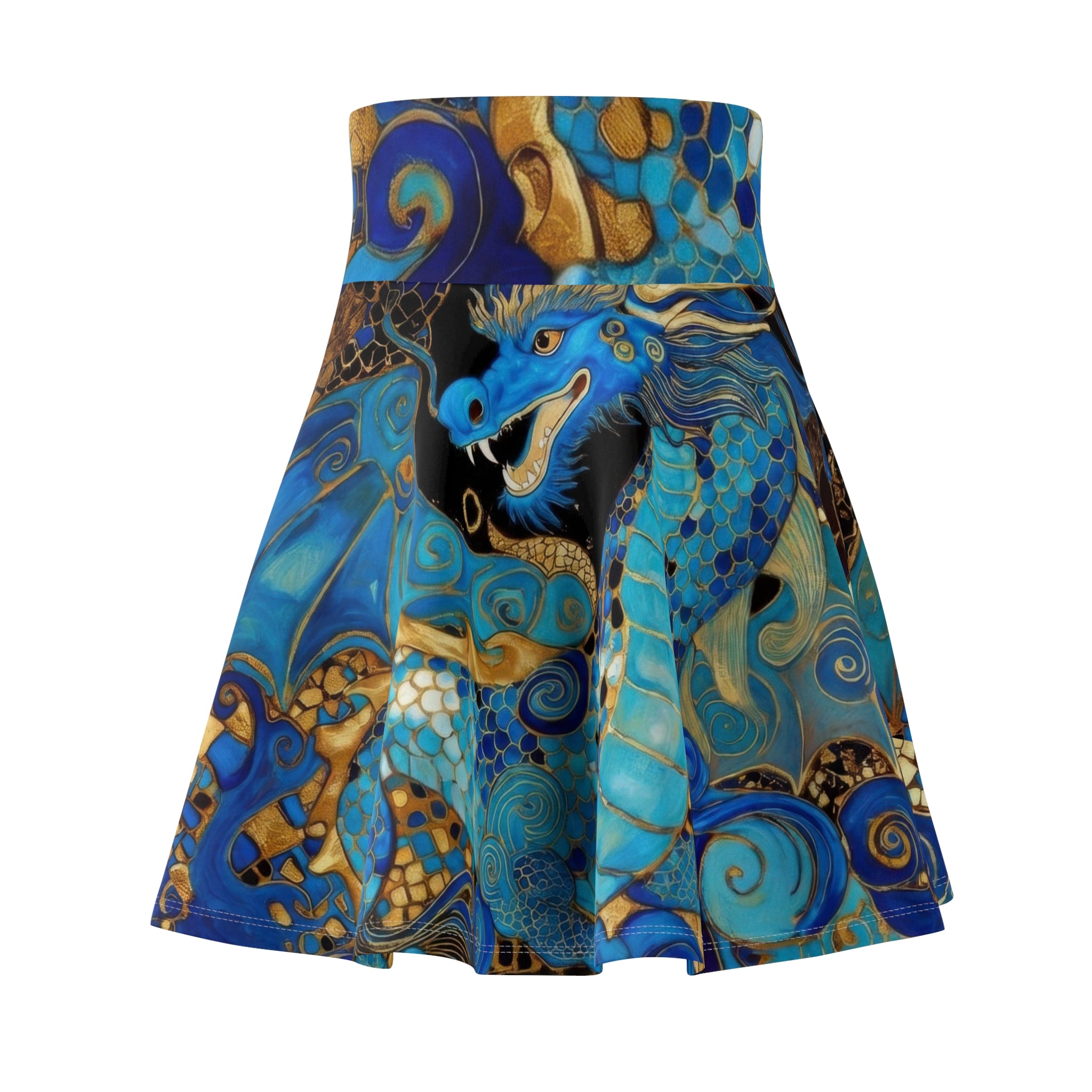 Teal Dragon Skater Skirt | Fantasy Wearable Art