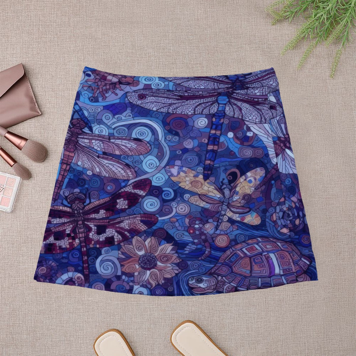 Dark Blue Dragonflies Mini Skirt