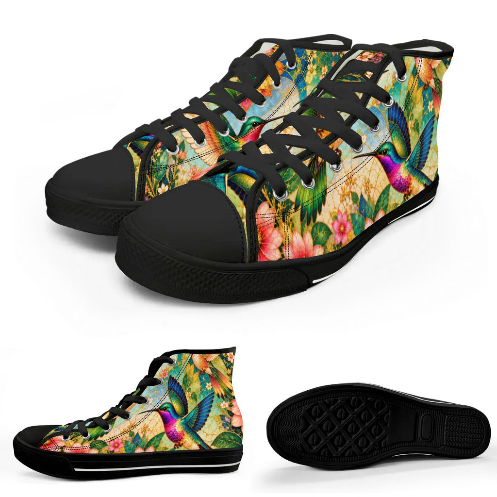 Garden of Gilded Wings Unisex High Top Canvas Shoes (women's sizes)